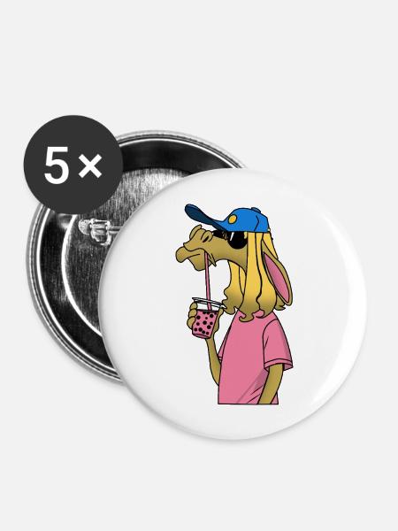 Gekühltes Lama - Buttons groß 56 mm (5er Pack) - Weiß