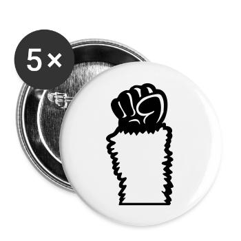 Lama Faust hochstrecken Haarig Affe Rebellion Hand - Buttons groß 56 mm (5er Pack) - Weiß - Vorne