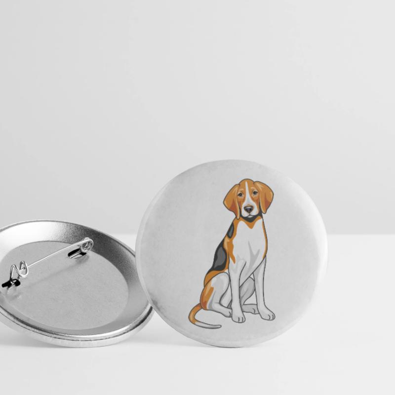 Sitzender Foxhound Buttons groß 56 mm (5er Pack)