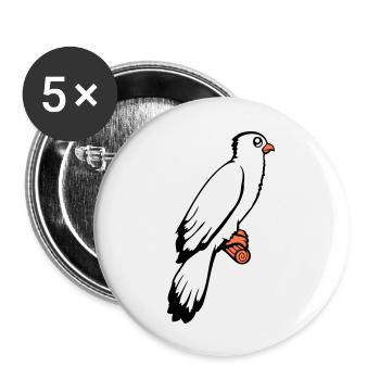 oiseau assis mignon cage branche animal de compagnie cher perroquet - Lot de 5 grands badges (56 mm) - blanc - Devant