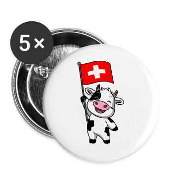 Schweizer Kuh - Buttons groß 56 mm (5er Pack) - Weiß - Vorne