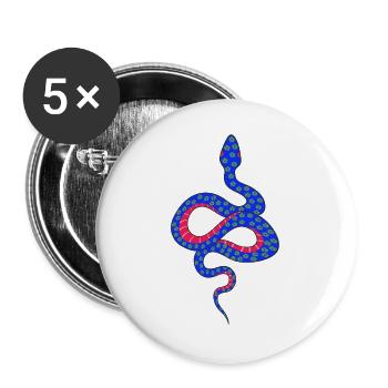 Blau-rote Blütenschlange - Buttons groß 56 mm (5er Pack) - Weiß - Vorne
