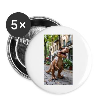 T-Rex in der Stadt - Buttons groß 56 mm (5er Pack) - Weiß - Vorne