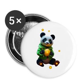 Cyber Panda mit Neon Zitrone - Buttons groß 56 mm (5er Pack) - Weiß - Vorne