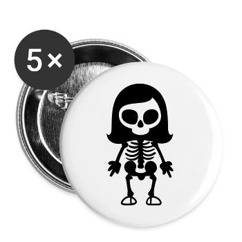 squelette - Lot de 5 grands badges (56 mm) - blanc - Devant