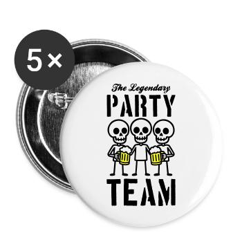 Skelett Bier Party Team - Buttons groß 56 mm (5er Pack) - Weiß - Vorne
