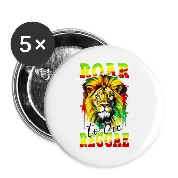 Lion Jamaïque Couleurs Reggae Rasta Rastafari Roar - Lot de 5 grands badges (56 mm) - blanc - Devant
