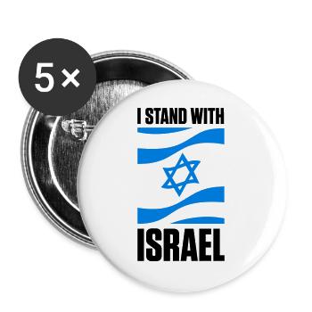 Stand With Israel Jerusalem Tel Aviv Star of David - Buttons large 2.2''/56 mm (5-pack) - white - Front
