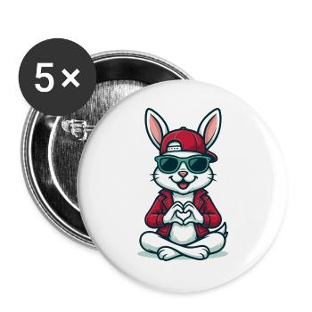 Chill Heart Bunny - Buttons large 2.2''/56 mm (5-pack) - white - Front