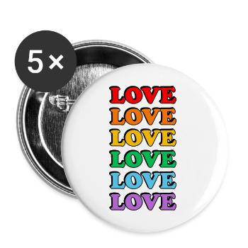 Love 6 rainbow colors gay pride - Buttons large 2.2''/56 mm (5-pack) - white - Front