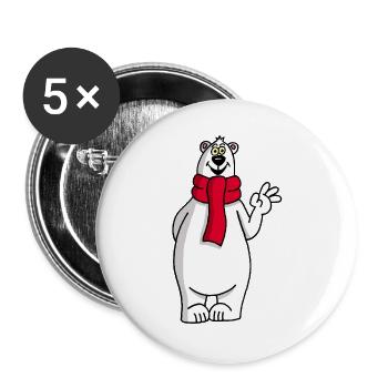 Ours polaire rigolo - Lot de 5 grands badges (56 mm) - blanc - Devant