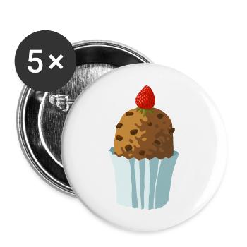 tasty chocolate cake with strawberry - Buttons large 2.2''/56 mm (5-pack) - white - Front