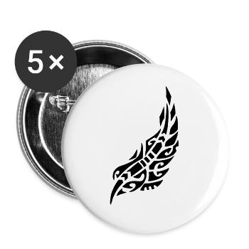 Plume noire de l'oiseau - Lot de 5 grands badges (56 mm) - blanc - Devant