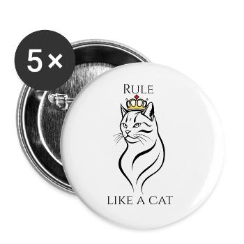Queen of Cats with Crown - Buttons large 2.2''/56 mm (5-pack) - white - Front