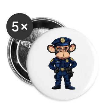 Monkey Police - Buttons large 2.2''/56 mm (5-pack) - white - Front