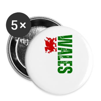 Hergestellt in Wales, vertikales Design - Buttons groß 56 mm (5er Pack) - Weiß - Vorne