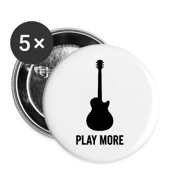 Play More – Bold Guitar Silhouette Music Lover T-S - Lot de 5 grands badges (56 mm) - blanc - Devant