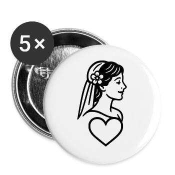 La mariée - Lot de 5 grands badges (56 mm) - blanc - Devant