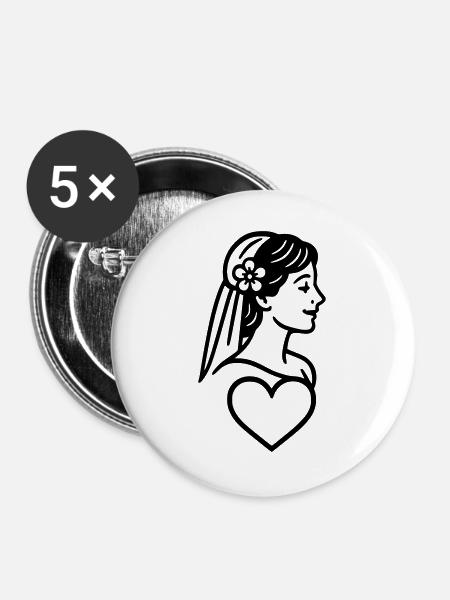 Die Braut - Buttons groß 56 mm (5er Pack) - Weiß