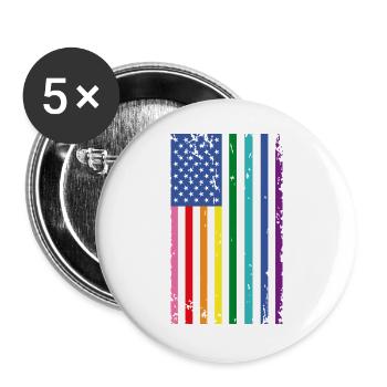 Drapeau arc-en-ciel des États-Unis - Lot de 5 grands badges (56 mm) - blanc - Devant