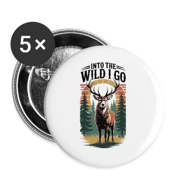 Hiking - Into the Wild I Go - Buttons large 2.2''/56 mm (5-pack) - white - Front