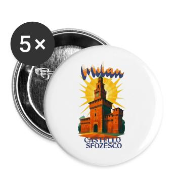 Chemise rétro vintage Castello Sforzesco Milan - Lot de 5 grands badges (56 mm) - blanc - Devant