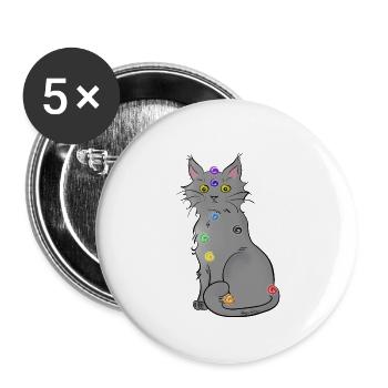 Chat-kra - Buttons groß 56 mm (5er Pack) - Weiß - Vorne