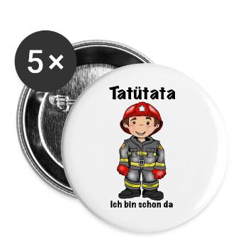 Pompier - Lot de 5 grands badges (56 mm) - blanc - Devant