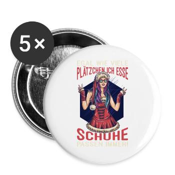 Weihnachtsgeschenk Frauen Plätzchen Lustig Idee - Buttons groß 56 mm (5er Pack) - Weiß - Vorne