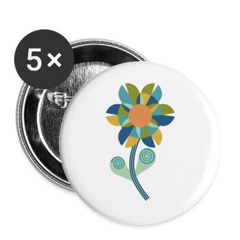 Graphic floral pattern in warm colours - Buttons large 2.2''/56 mm (5-pack) - white - Front