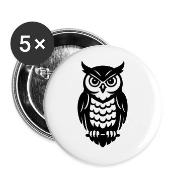 Hiboux en noir et blanc - Lot de 5 grands badges (56 mm) - blanc - Devant