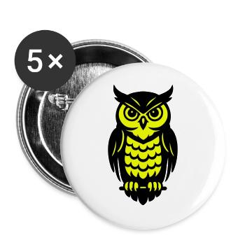 Pop Art Owls Design - Buttons large 2.2''/56 mm (5-pack) - white - Front
