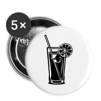 Verre à boisson au citron - Lot de 5 grands badges (56 mm) - blanc - Devant