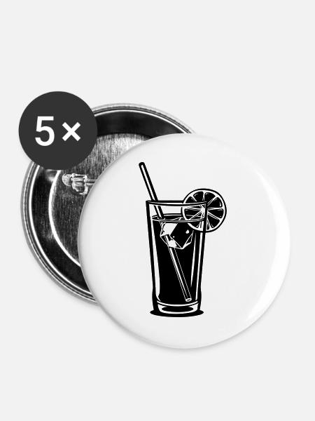 Zitronen-Trinkglas - Buttons groß 56 mm (5er Pack) - Weiß