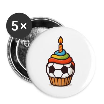 Fußball Kuchen Cartoon Fußball Kunstwerk - Buttons groß 56 mm (5er Pack) - Weiß - Vorne