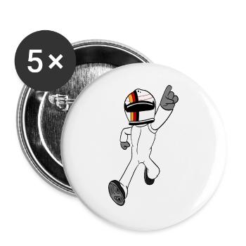 Rennfahrer - Buttons groß 56 mm (5er Pack) - Weiß - Vorne