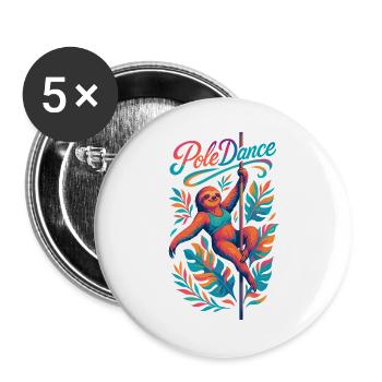 Pole Dance Sloth Pole Dancer Funny Gift - Buttons large 2.2''/56 mm (5-pack) - white - Front