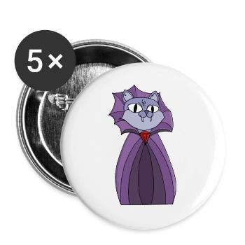 Chat vampire en cape violette - Lot de 5 grands badges (56 mm) - blanc - Devant