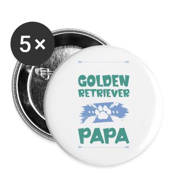 golden retriever hunde papa - Buttons groß 56 mm (5er Pack) - Weiß - Vorne