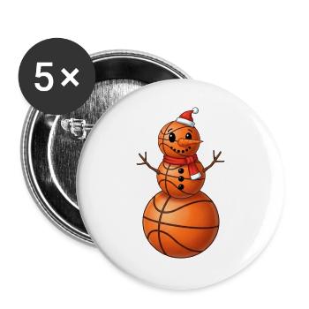 Basket-ball dessin animé bonhomme de neige Sports d’hiver - Lot de 5 grands badges (56 mm) - blanc - Devant