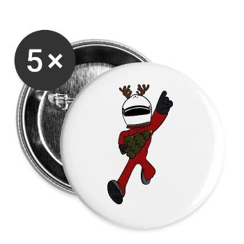 Rennfahrer Weihnachten  - Buttons groß 56 mm (5er Pack) - Weiß - Vorne