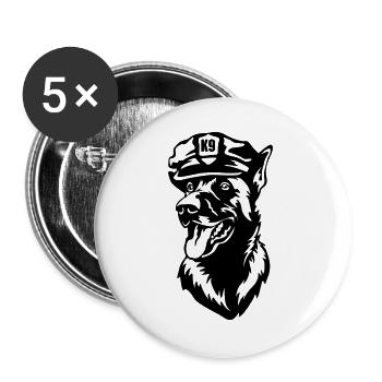 Malinois Kopf - Buttons groß 56 mm (5er Pack) - Weiß - Vorne