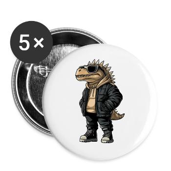 Dinosaure stégosaure Hiver frais - Lot de 5 grands badges (56 mm) - blanc - Devant