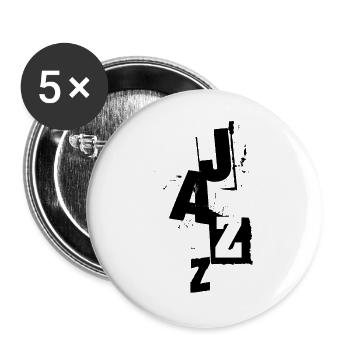 Logo de musique jazz en gras vieilli - Lot de 5 grands badges (56 mm) - blanc - Devant