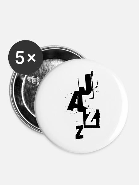 distressed bold jazz music logo - Buttons groß 56 mm (5er Pack) - Weiß