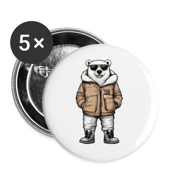 Polar Bear Cool Winter - Buttons large 2.2''/56 mm (5-pack) - white - Front