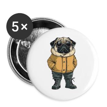 Crabe homard Hiver frais - Lot de 5 grands badges (56 mm) - blanc - Devant