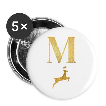 Letter m golden deer - gift idea - Buttons large 2.2''/56 mm (5-pack) - white - Front