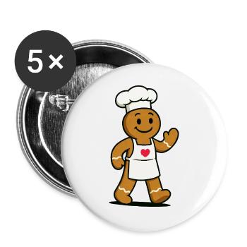Gingerbread Cook - Buttons large 2.2''/56 mm (5-pack) - white - Front