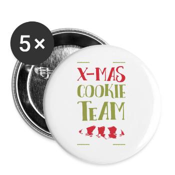 X-Mas Kekse Team - Buttons groß 56 mm (5er Pack) - Weiß - Vorne